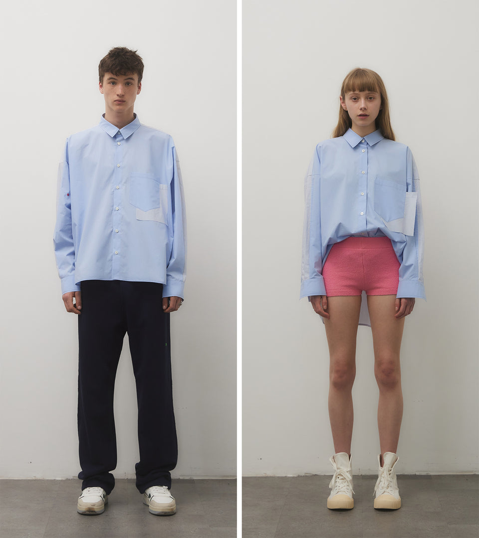 mononavy cotton shirts blue