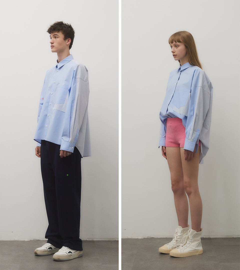 mononavy cotton shirts blue
