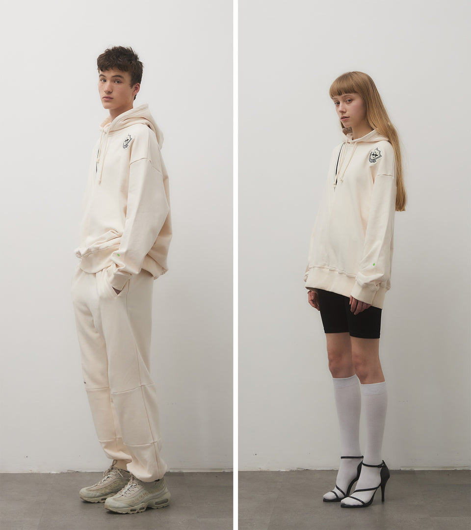 mononavy patched hoodie sweatshirts ivory