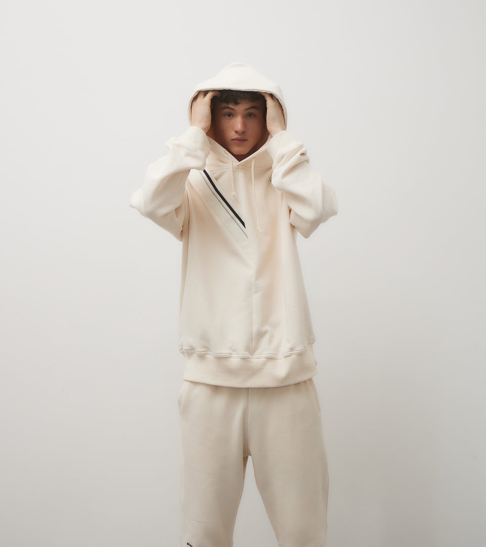 mononavy patched hoodie sweatshirts ivory