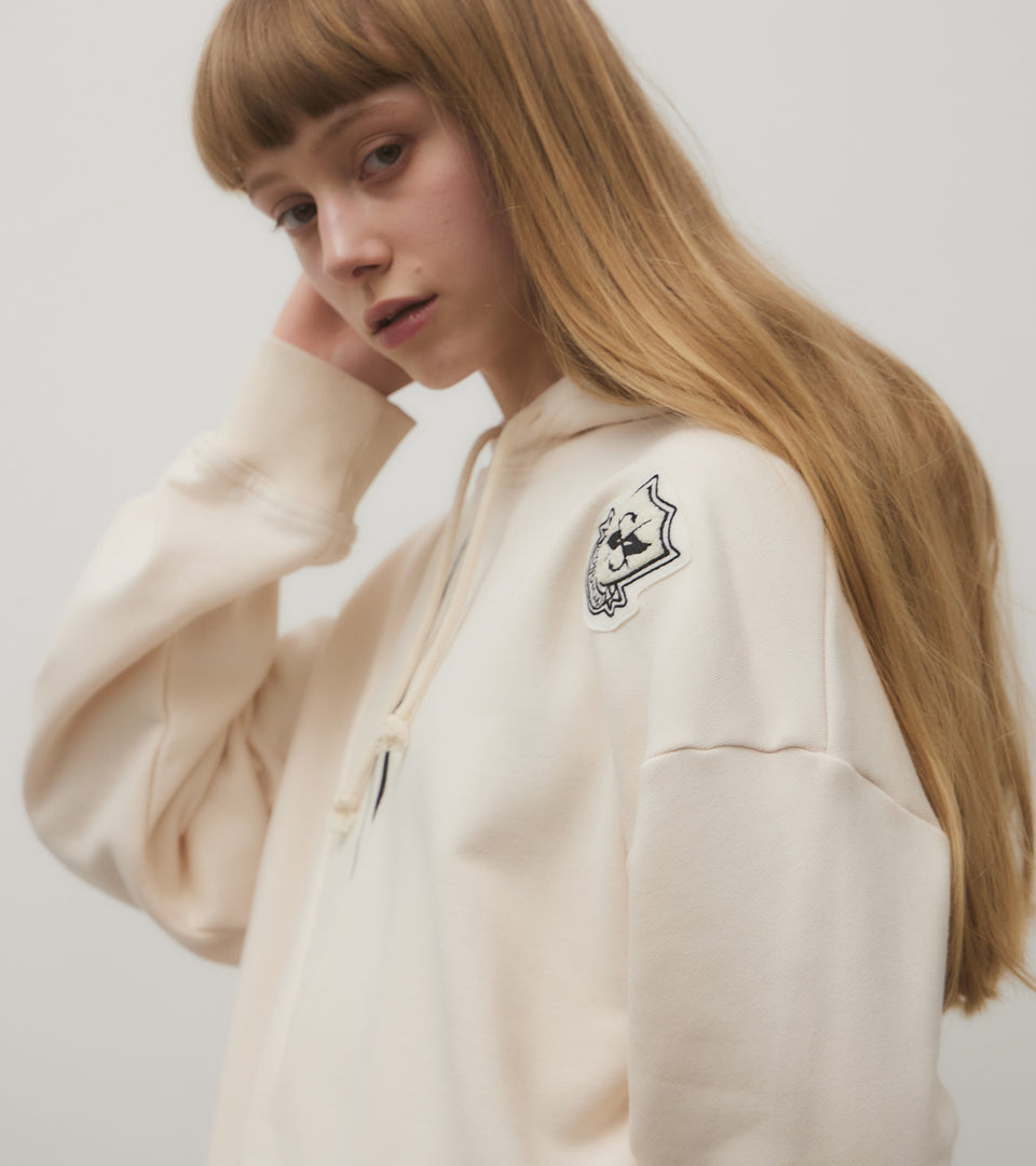 mononavy patched hoodie sweatshirts ivory