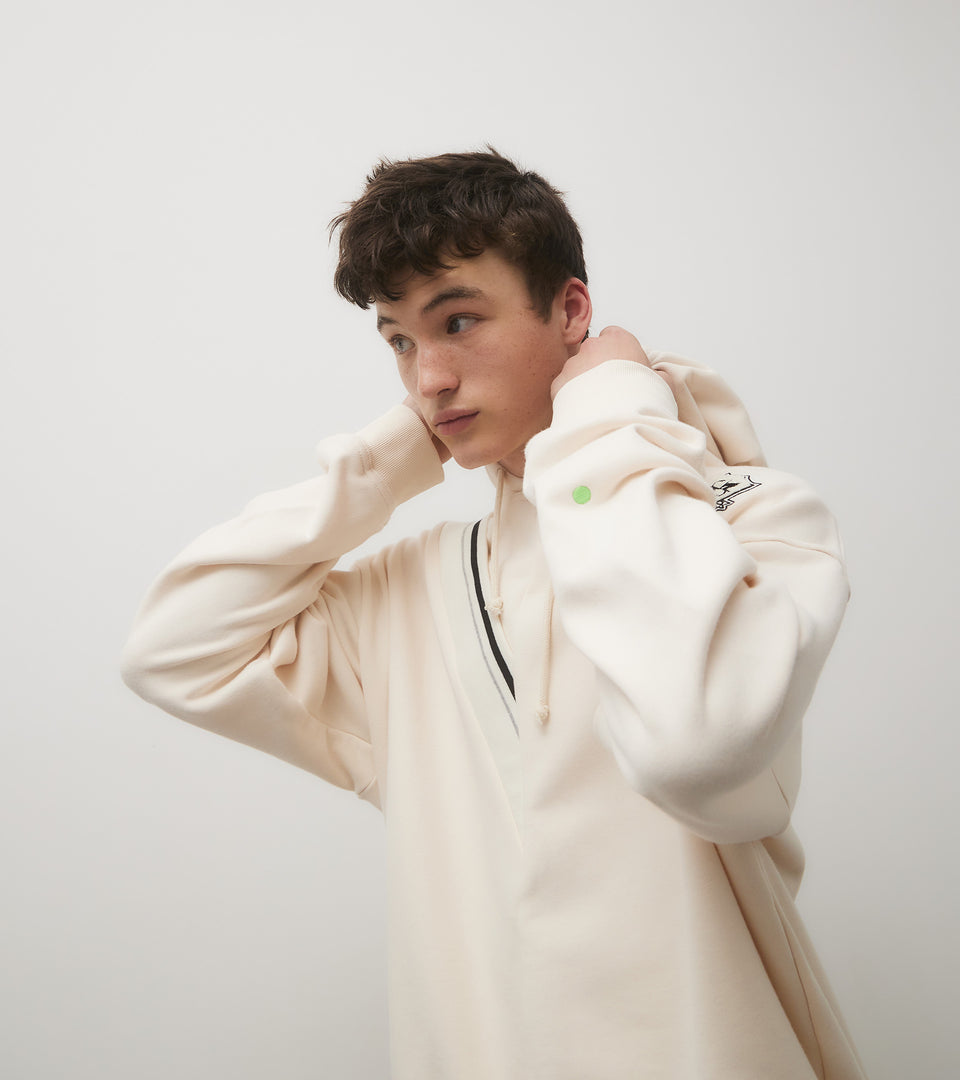 mononavy patched hoodie sweatshirts ivory