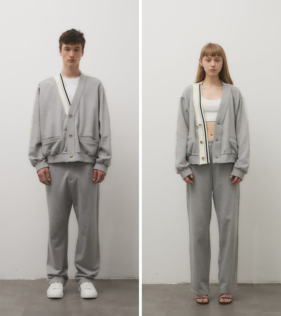 mononavy towel back cardigan grey