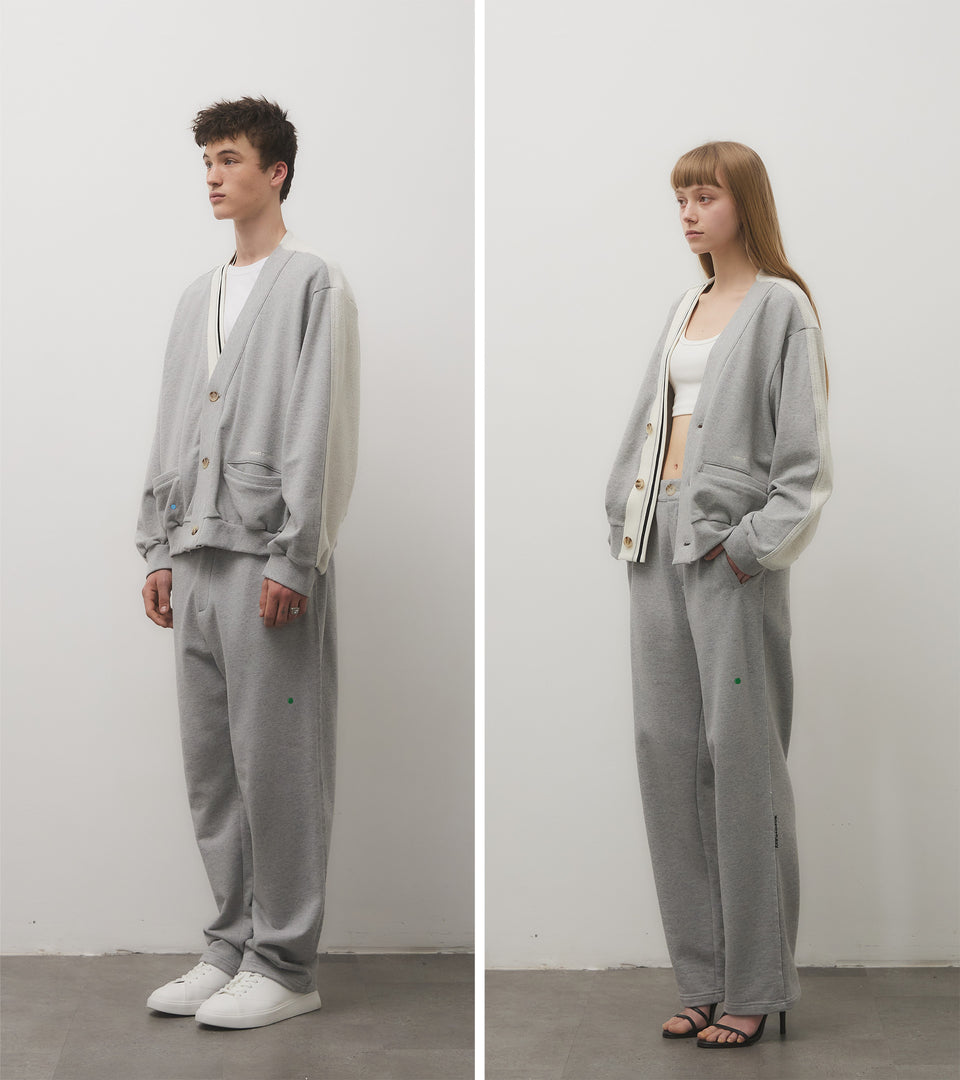 mononavy towel back cardigan grey
