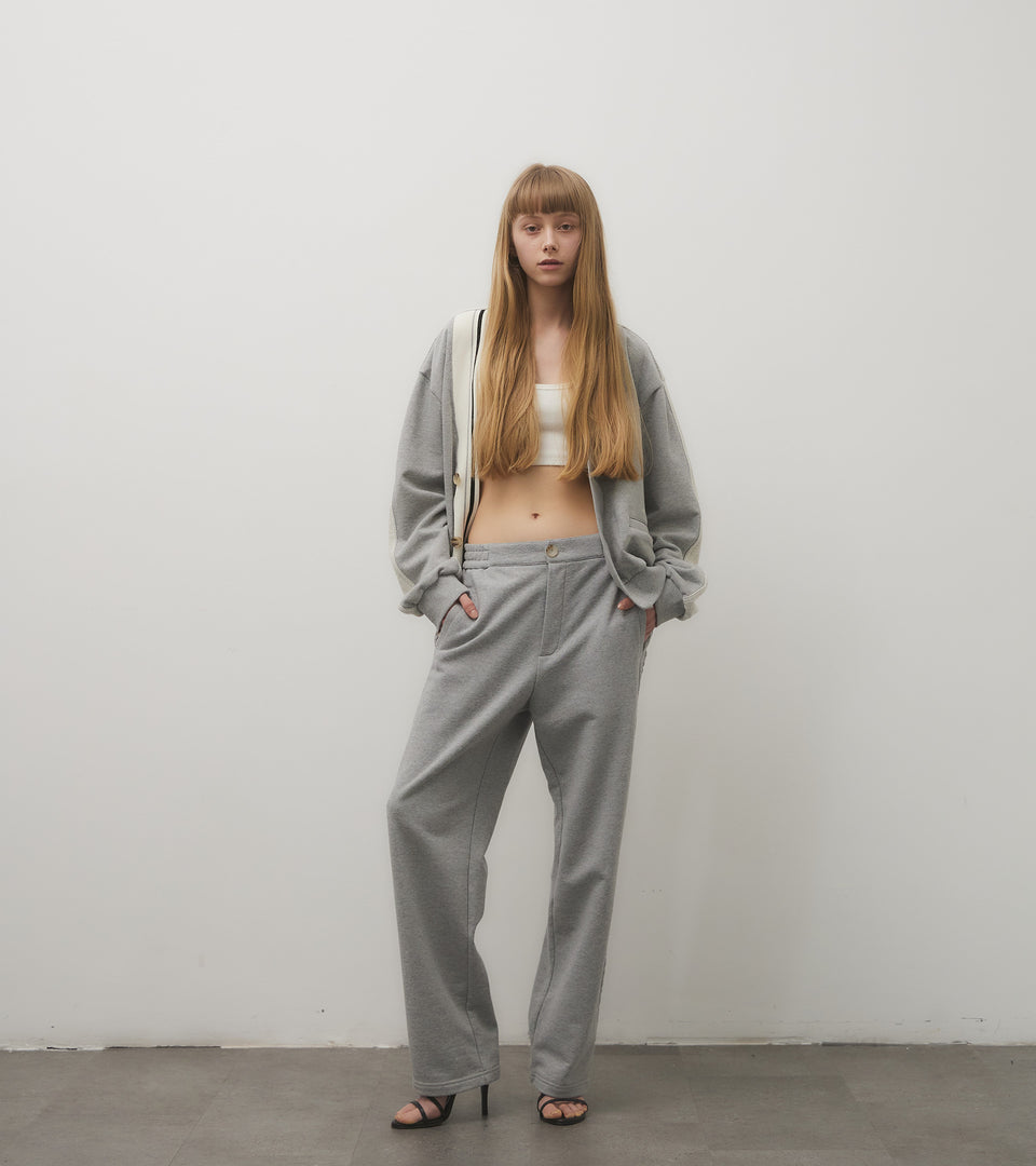mononavy towel back cardigan grey