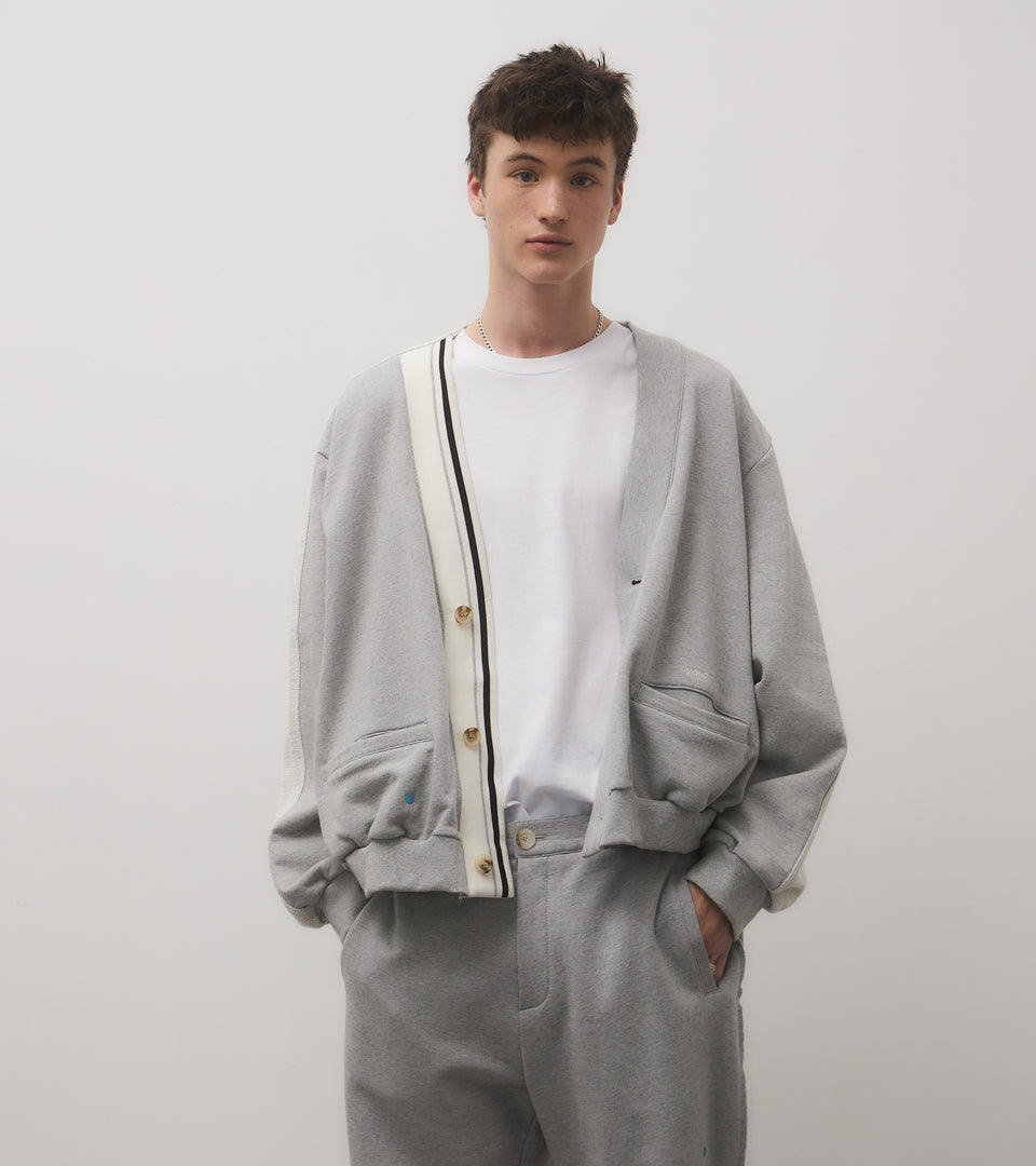 mononavy towel back cardigan grey
