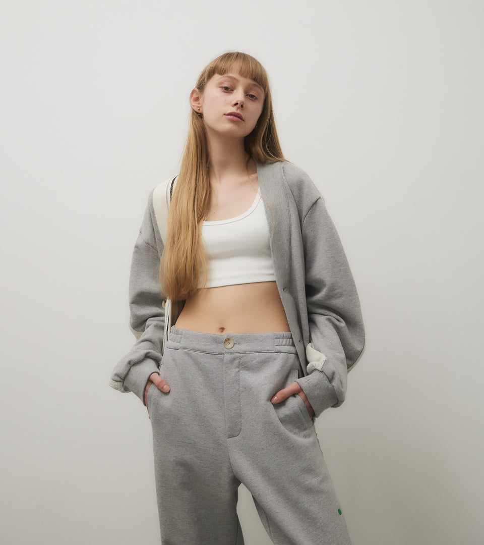 mononavy towel back cardigan grey