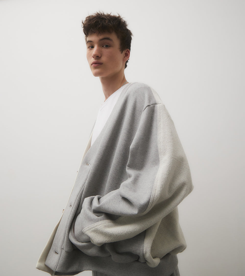 mononavy towel back cardigan grey