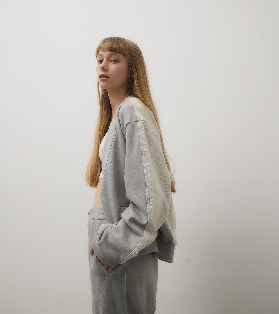 mononavy towel back cardigan grey