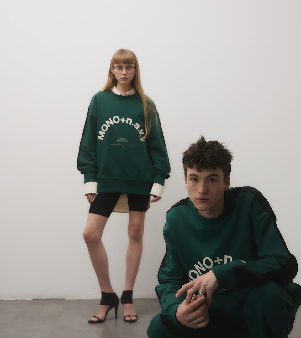 mononavy towel back sweatshirt green
