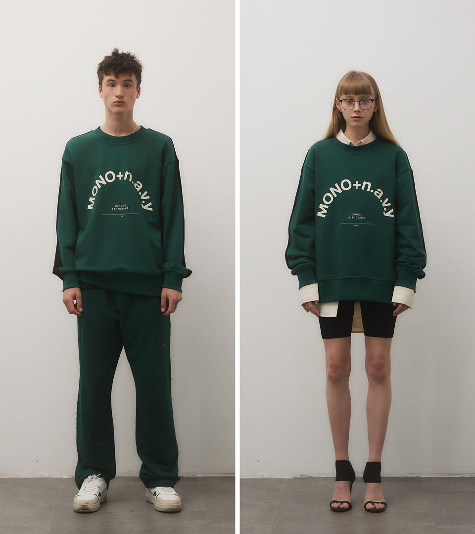 mononavy towel back sweatshirt green