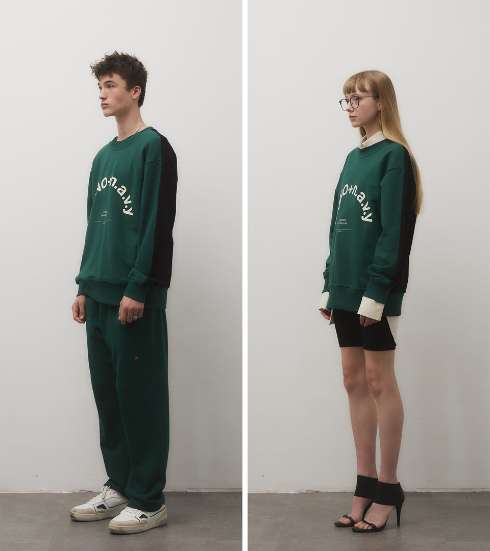 mononavy towel back sweatshirt green