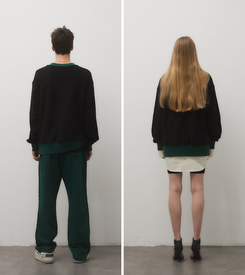 mononavy towel back sweatshirt green