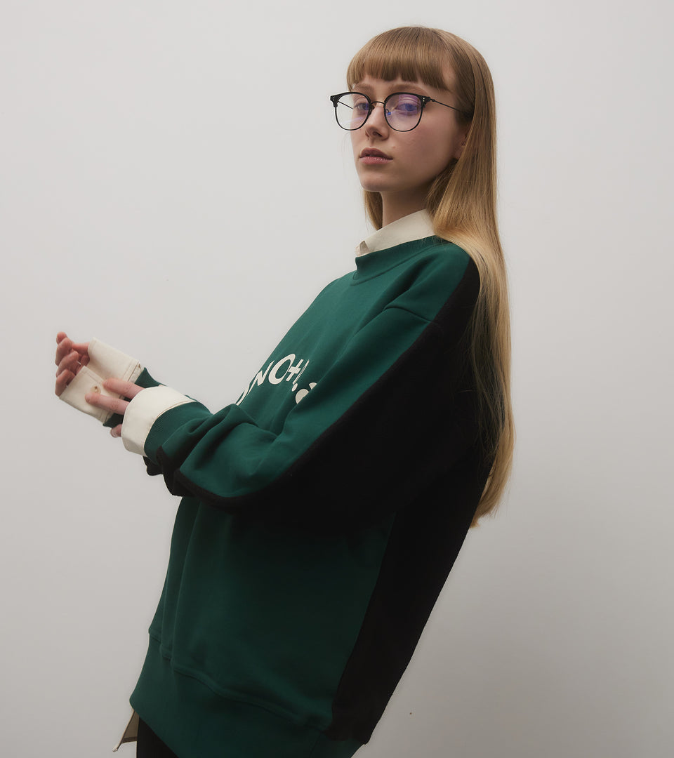 mononavy towel back sweatshirt green