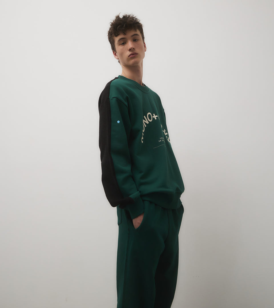 mononavy towel back sweatshirt green