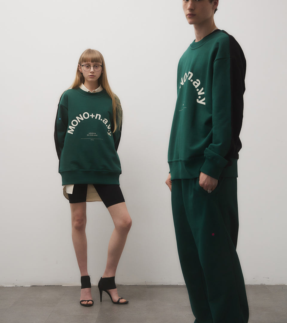 mononavy towel back sweatshirt green