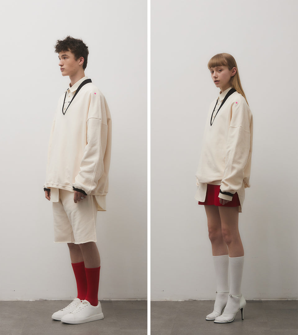 mononavy Vneck sweatshirts ivory
