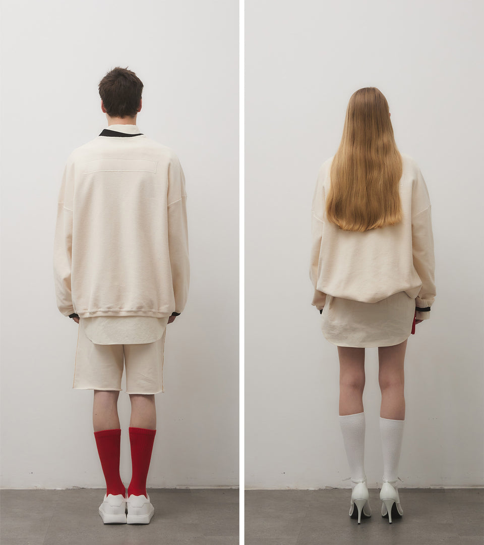 mononavy Vneck sweatshirts ivory