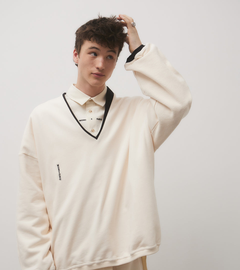 mononavy Vneck sweatshirts ivory