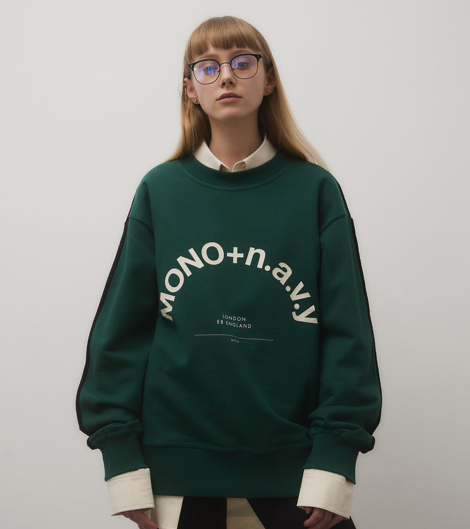 mononavy towel back sweatshirt green