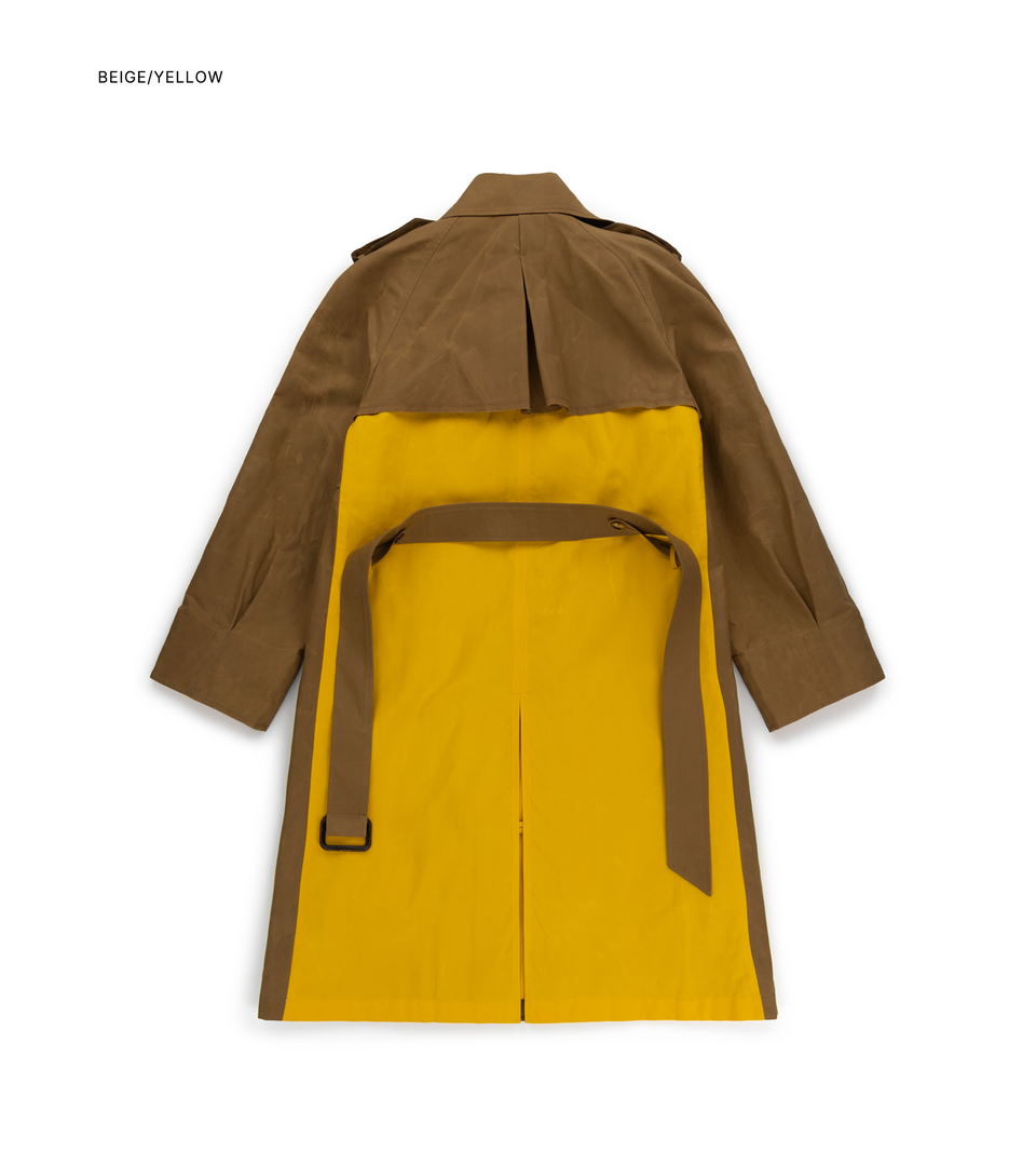 mononavy waxed trench coat